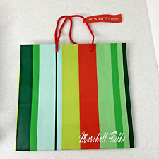Marshall Field's Shopping Gift Bag Christmas Holiday Stripes Ornament Tag Cord picture