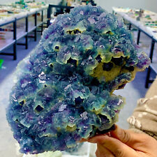 4.66LB Rare Natural Blue Purple Cubic Fluorine Mineral Crystal Sample/China picture