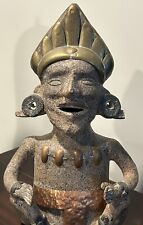 Native Mexican/Latin Aztec Stone 18”Sculpture Brass Headdress/Copper Loin Cloth picture