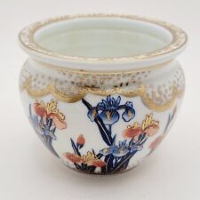 Vintage Heugile Imports Japan Goldimari Handpainted Cache Pot Iris Flowers picture