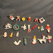 Lot 20 NOS VTG Wooden Christmas Ornaments People Wreath Mice Bear Bird No Dupes picture