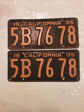 1935 California license plate pair.          5B 76 78 YOM DMV Ford Chevy Dodge  picture
