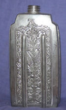 Vintage hand made ornate pewter flask bottle picture