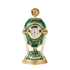 Faberge Egg Style Hand Painted Hinged Jewelry Trinket Box Style Modern Clock picture