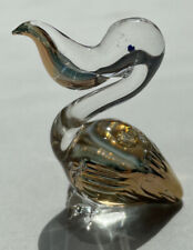 VINTAGE FITZ & FLOYD AQUATIC LIFE GLASS BLOWN PELICAN CLEAR & GOLD FIGURE 1.75” picture