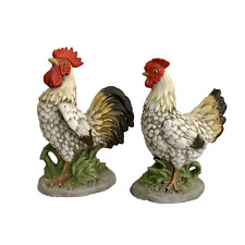 Vintage Homco Ceramic Rooster and Hen Figurines #1446 Farmhouse Country READ picture