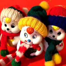 Snowmen Bells Porcelain Ornaments Snow Bells Set Of 3 Vintage Giftco picture