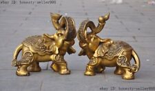 China fengshui Brass wealth Yuanbao Money Gourd Auspicious Elephant statue pair picture