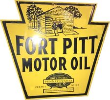 PORCELIAN FORT PITT  ENAMEL SIGN SIZE 24X26.5 INCHES DOUBLE SIDED picture