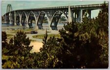 Newport OR Yaquina Bay Bridge Highway 101 Union Oil 76 Gasoline Postcard oregon picture