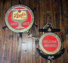 Vintage Stroh's Beer Sign Welcome Aboard Yacht Ahoy Mate Light Sign picture