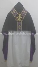 BLACK Humeral Veil with CHI RHO embroidery,voile huméral,velo omerale, NEW picture