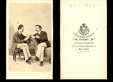 Duroni, Milano, Gentlemen in Conversation Vintage Albumen Print CDV. picture