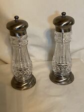 Vintage Cut Glass Salt Shaker And Pepper Mill 8 Inch picture