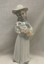 Tengra Girl with Lamb And Basket Hand Crafted Porcelain Figurine Spain 10