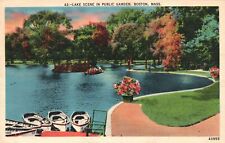 Boston MA-Massachusetts, 1942 Lake Scene in Public Park Garden Vintage Postcard picture