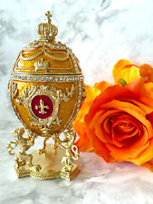 Designer Faberge egg Princeton Orange Faberge Trinket Diamond Gold  Bracelet SET picture