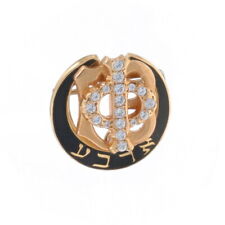 Yellow Gold Gamma Phi Beta Badge - 10k Cubic Zirconia Round Enamel Sorority Pin picture
