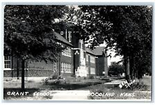 Goodland Kansas KS Postcard RPPC Photo Grant School Building c1940's Vintage picture