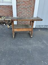 Antique Vintage Carpenter Woodworking Bench Maple with Vise picture