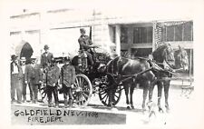 RPPC Goldfield NV Gold Mining Town Main Street Fire Engine Photo Postcard D20 picture