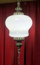 Vintage, Mid-century, Retro White Glass Hanging MCM Swag Lamp Large Size 26
