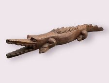 Vintage Hand Carved Alligator Reptile Gator Solid Wood Sculpture Large 19in” picture