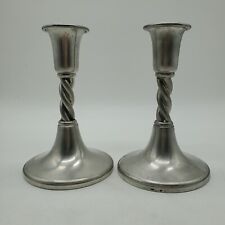 Woodbury Pewter Twisted Candle Holders 2 Pieces 5.75 Inches Tall Taper Candles picture