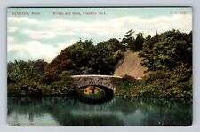Boston MA-Massachusetts, Bridge And Rock, Franklin Park, Vintage Postcard picture
