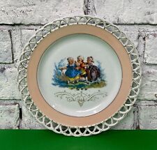 Vintage 8 in Pierced Porcelain Plate Victorian Children Playing Collectors Plate picture