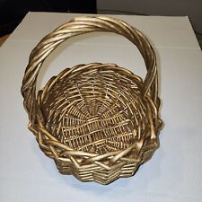 Vintage Wicker Basket with Handle Gathering Basket Decoration Storage 9