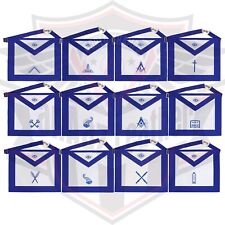 MASONIC Aprons & Regalia Blue Lodge Officer Machine Embroidered Set Of 12 Apron picture