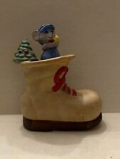 Vintage Jasco Mouse in a Boot Christmas Music Box  works                     d6 picture