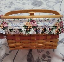 1997 Longaberger Timeless Memories Basket Wooden lid Floral liner Plastic Liners picture