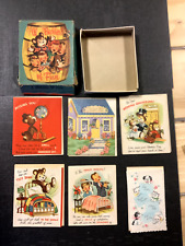 Original Box of 6 VINTAGE Greeting Cards 1940s 50s  Adorable Barrell of Fun picture