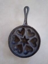 Vintage Cast Iron Hearts and Center Star Mold Muffin Cookie Cornbread 7 1/2