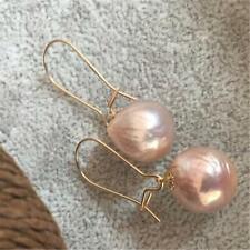 Natural Cultured Baroque Pearl Earrings 18K Gold Ear Drop Dangle Natural Classic picture