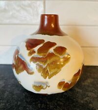 Mashiko Ware Japan Contemporary Pottery Vase Cream Brown Glaze - Signed picture