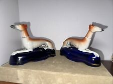 Antique victorian Staffordshire Greyhound or Whippet dog figurine pen holders picture