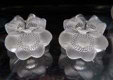 Lalique Crystal Glass Anemone Flower Candle Holders Always Give Her Flowers picture