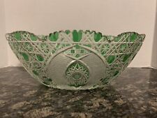 Meissen Green Cut To Clear Crystal Oblong Bowl Signed,Echt Meissner Bleikristall picture