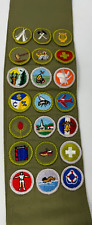 Vintage Boy Scouts Merit Badge Sash BSA 1970s 21 Patches LDS picture