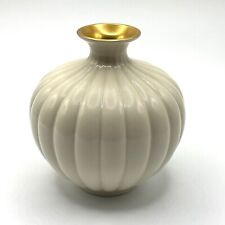 Lenox Vintage Sweetbriar Ribbed Vase 24K Antique Gold Trim Gold USA Mark 5