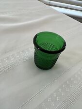 ANTIQUE VINTAGE GREEN SHOTGLASS “JUST A THIMBLE FULL” SEWING COLLECTABLE picture