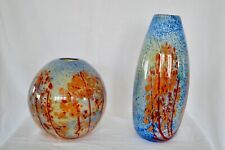 Murano Style Speckled/Confetti Millefiori Decorative Vintage Glass Vase Set of 2 picture