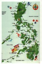 Map of the Philippines, Quezon, Manila, South China Sea, Pacific etc. - Postcard picture