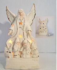 Guardian Angel Night Light Watching Over Children Boy & Girl Ceramic Figurine  picture