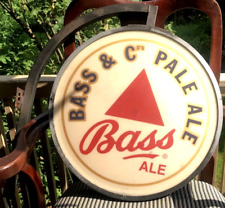 Vtg Bass & Co Pale Ale Brewery Beer Convex 2 Sided Bubble Light Up Wall Bar Sign picture
