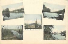 c1907 Hand-Colored Postcard; Anamosa IA Baptist Church, Multiview, River Scenes picture