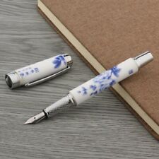 Jinhao 955 Fountain Pen & Converter, Medium Nib, Ceramic Porcelain, Blue Peony picture